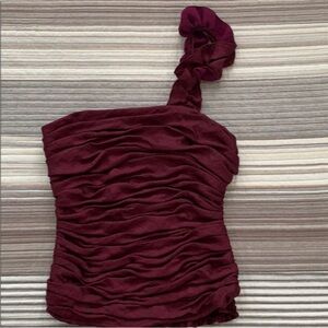 Bebe Deep Red Textured Top XS